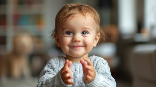 Bébé souriant tapant des mains dans un salon