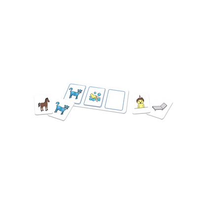 Pièces magnétiques de « Je prononce le son [ch] avec le chat » formant une phrase en pictogrammes
