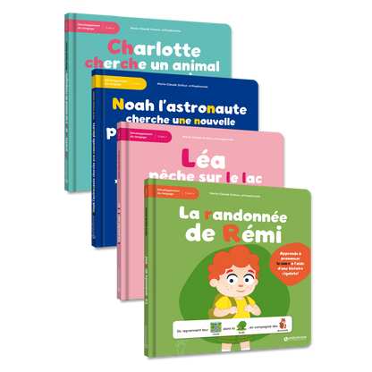 Les 4 livres à trous du coffret #2 : Léa, Rémi, Noah et Charlotte