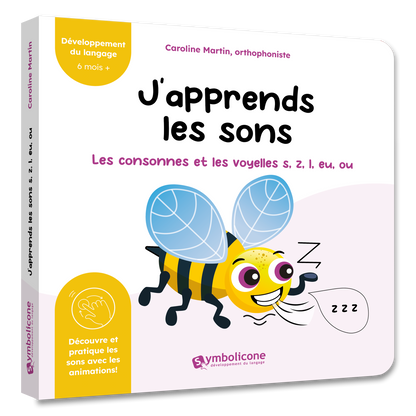 Couverture du livre à mécanismes « J’apprends les sons : Les consonnes et les voyelles s, z, i, eu, ou »