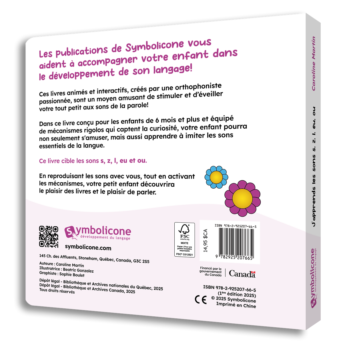 Quatrième de couverture de « J’apprends les sons : Les consonnes et les voyelles s, z, i, eu, ou »