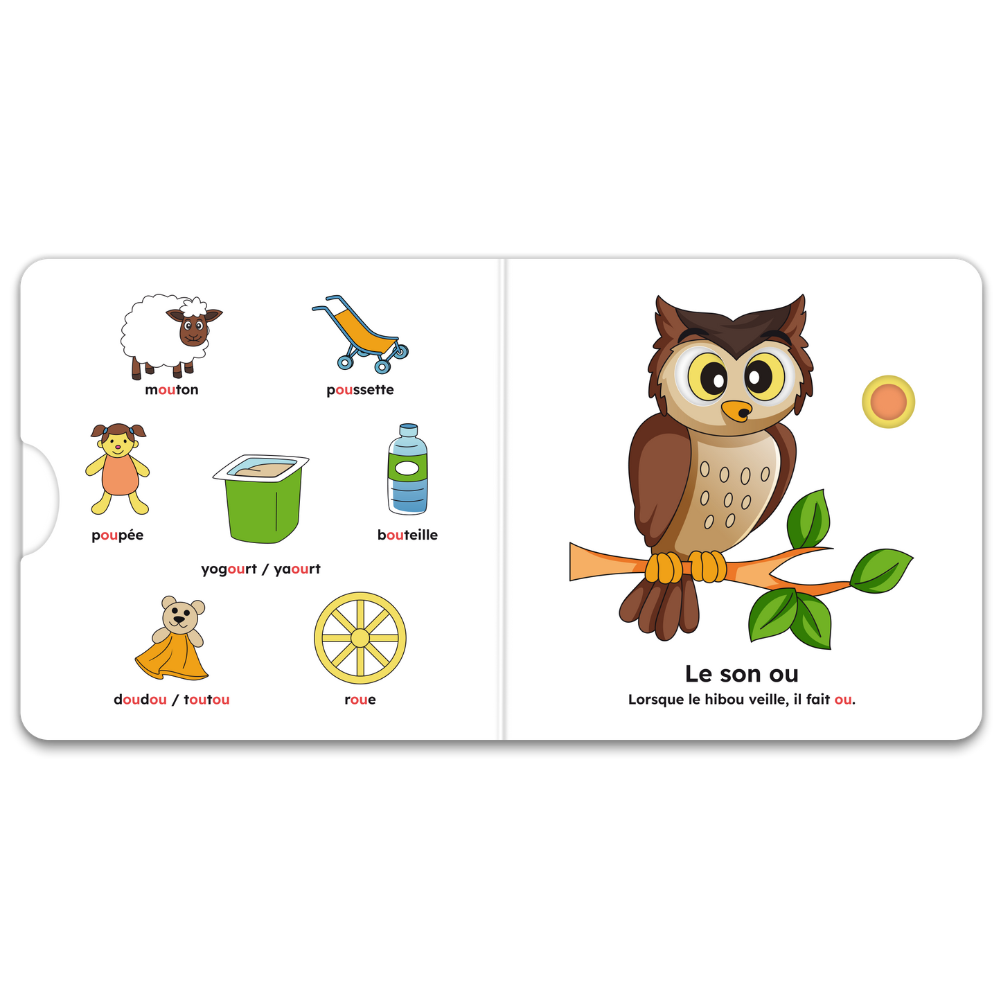 Pages intérieures de « J’apprends les sons (s, z, i, eu, ou) » : mécanismes interactifs et pictogrammes