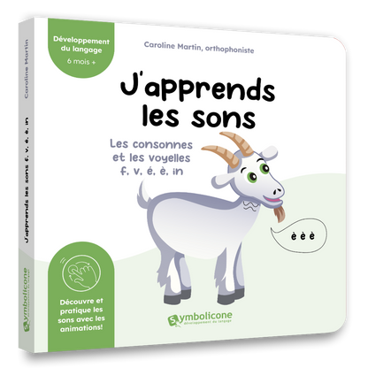 Couverture du livre à mécanismes « J’apprends les sons : Les consonnes et les voyelles f, v, é, è, in »