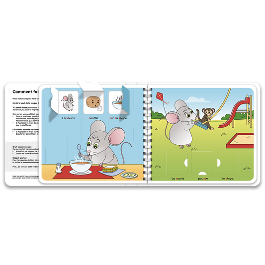 Pages intérieures du livre à rabats « J'apprends à prononcer le son s avec la souris »