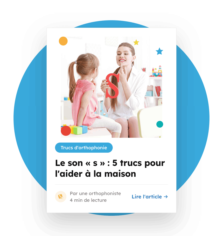 Carte d'article du blogue sur le son « s », rédigé par une orthophoniste